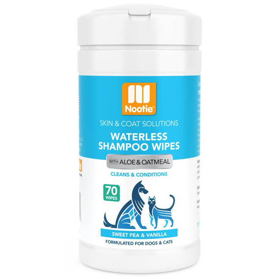 NOOTIE DOG CAT WATERLESS SHAMPOO WIPES SWEET PEA VANILLA 70CT