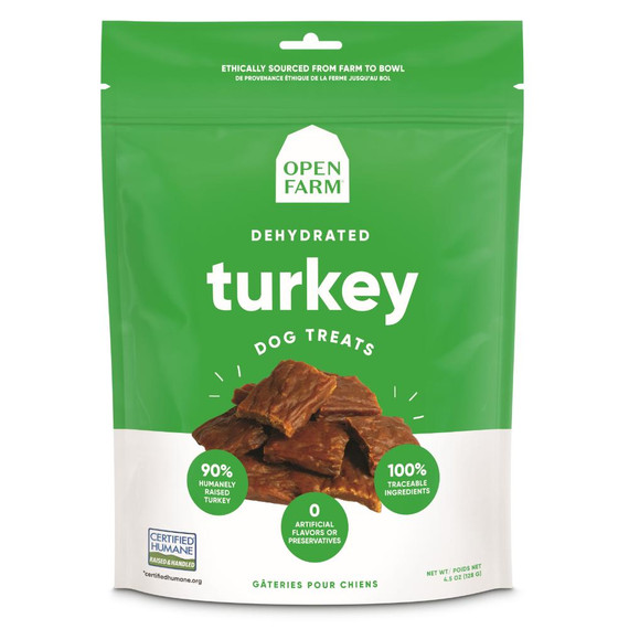 OPEN FARM DOG DEHYDRATED TURKEY TREAT 4.5OZ