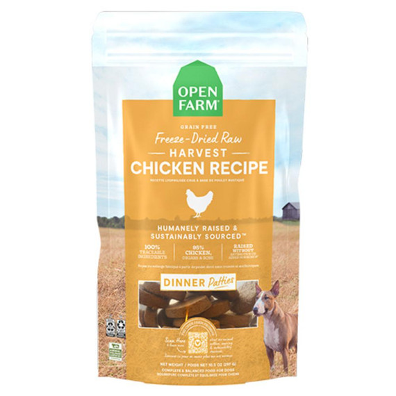 OPEN FARM DOG PATTIES CHICKEN FD RAW 10.5OZ