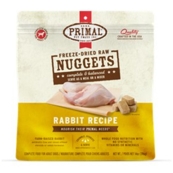 PRIMAL DOG NUGGETS RABBIT FD 14OZ