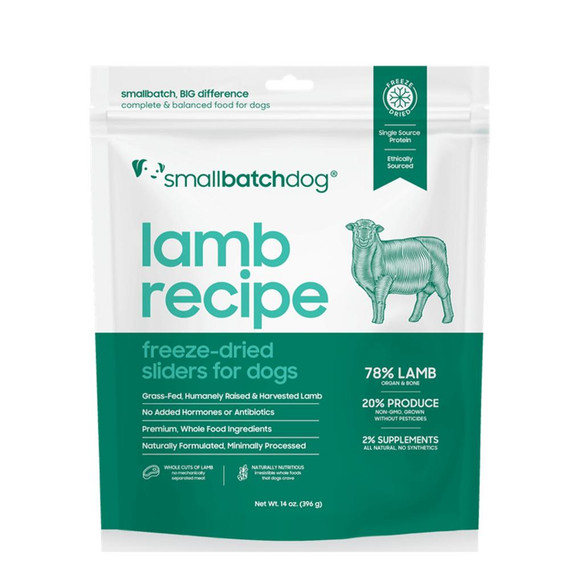 SMALLBATCH DOG SLIDERS LAMB FD 14OZ