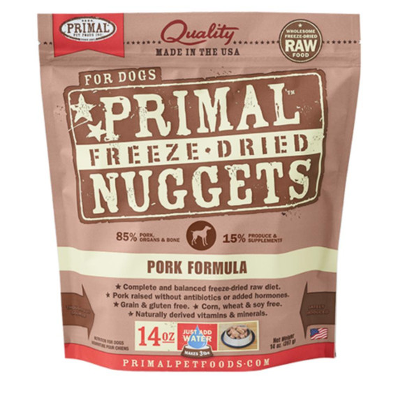 PRIMAL DOG NUGGETS PORK FD 14OZ