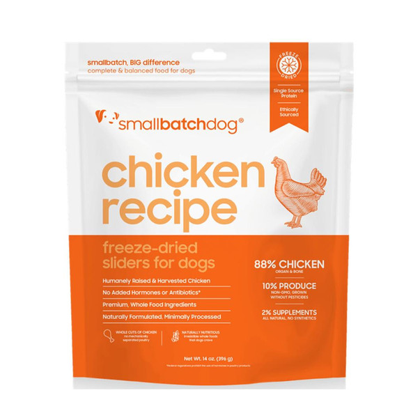SMALLBATCH DOG SLIDERS CHICKEN FD 14OZ
