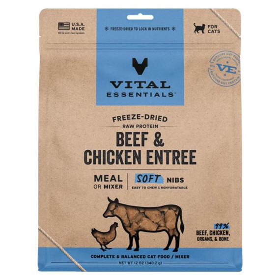 VE CAT SOFT NIBS BEEF CHICKEN FD 12OZ