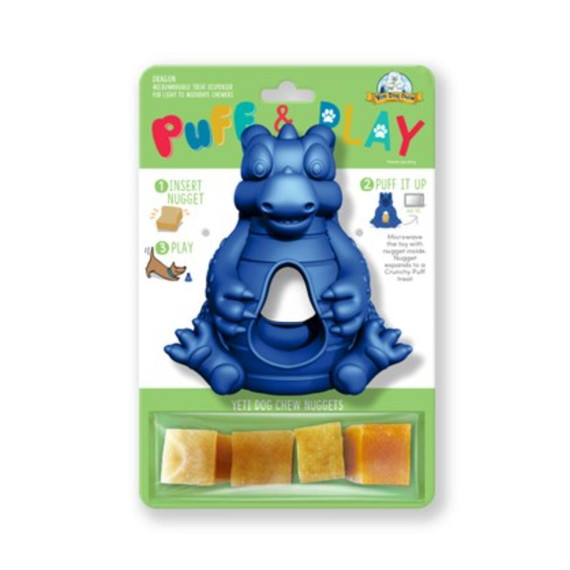 YETI DOG TOY PUFF PLAY HANGRY DRAGON BLUE