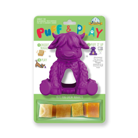 YETI DOG TOY PUFF & PLAY HANGRY YAK PURPLE
