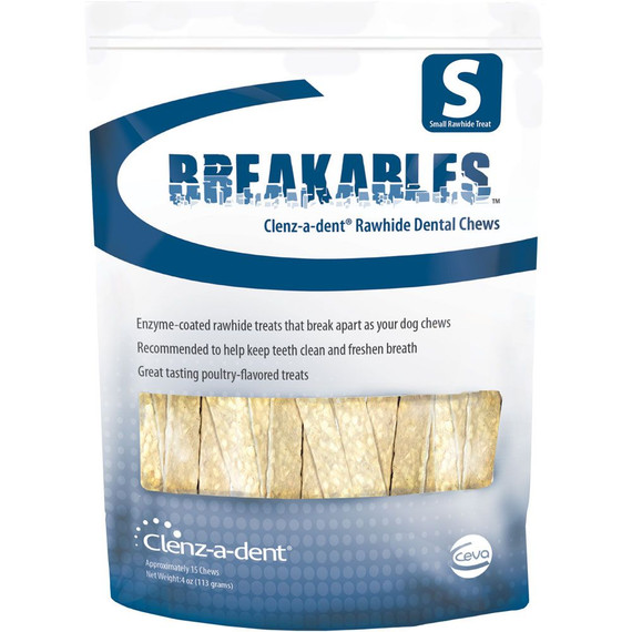 Clenz-a-dent Breakables Dental Rawhide Chews for Dogs Clenz-a-dent Breakables Dental Rawhide Chews for Dogs