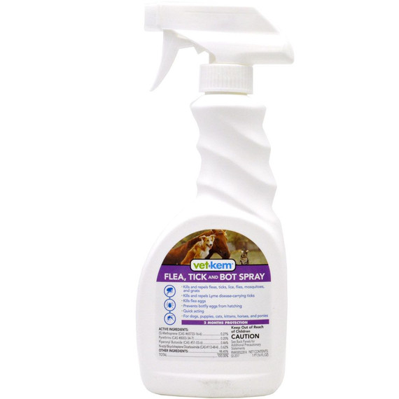 Vet-Kem Flea Tick & Bot Spray for Dogs,Cats & Horses 16oz