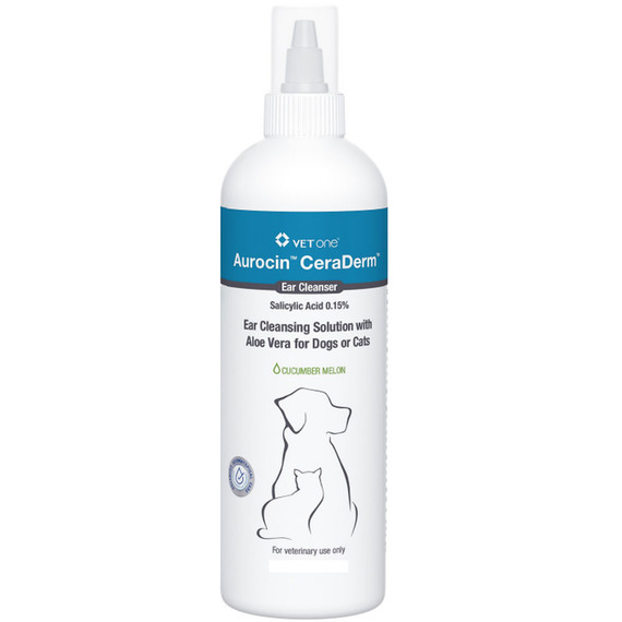 Aurocin CeraDerm Ear Cleanser for Dogs or Cats, 8oz