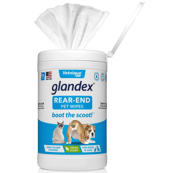 Glandex Anal Gland Hygienic Cleansing & Deordorizing Wipes (75 count)