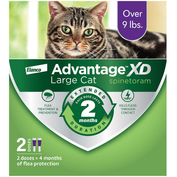 Advantage XD Flea Control for Large Cats, Over 9 lbs, 2-Dose (4 month supply)