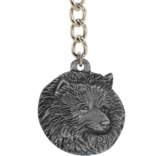 Dog Breed Keychain USA Pewter - Keeshound (2.5) Dog Breed Keychain USA Pewter - Keeshound (2.5)