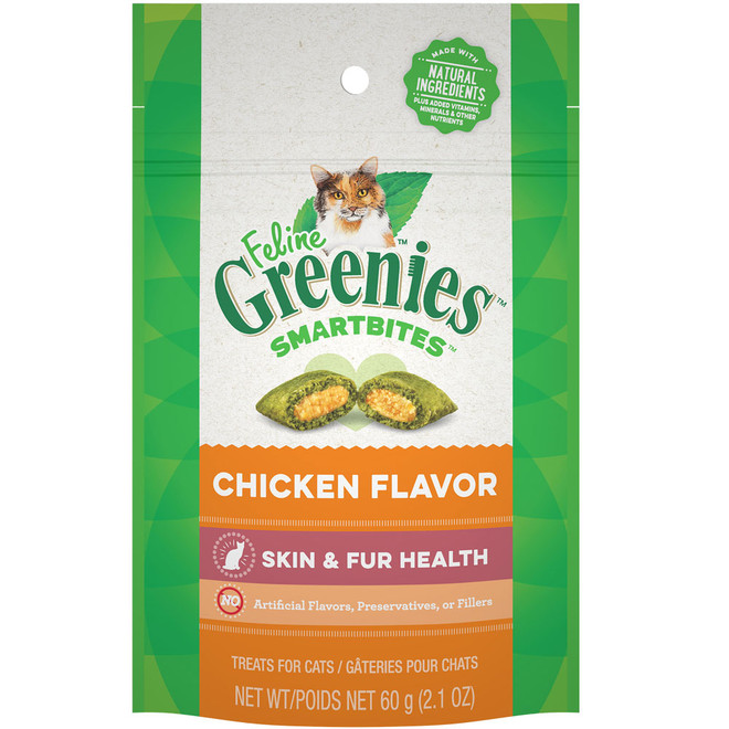 Feline Greenies Smartbites Skin & Fur Cat Treats - Chicken Flavor (2.1 oz) Feline Greenies Smartbites Skin & Fur Cat Treats - Chicken Flavor (2.1 oz)