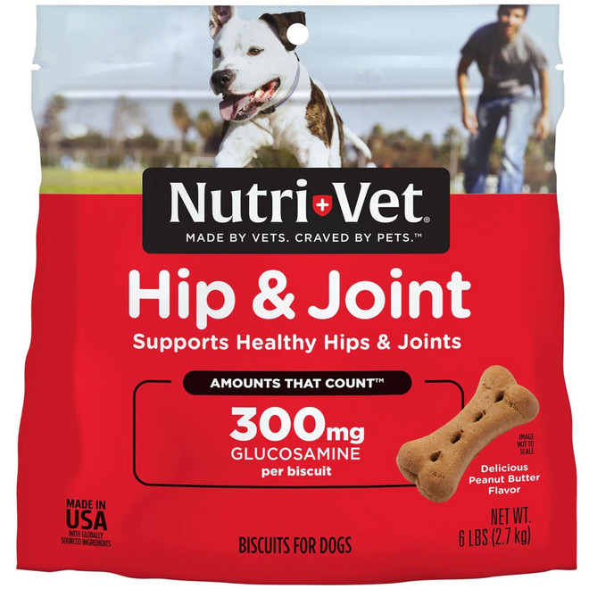 Nutri-Vet Hip & Joint Biscuits for Dogs (300 mg) (6 lbs) - Peanut Butter