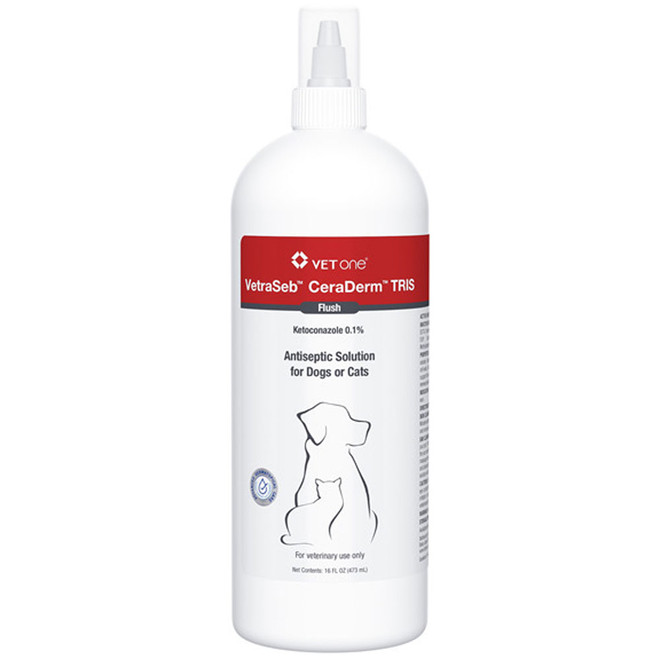 VetraSeb CeraDerm TRIS Flush, Antiseptic Solution for Dogs and Cats, 16oz