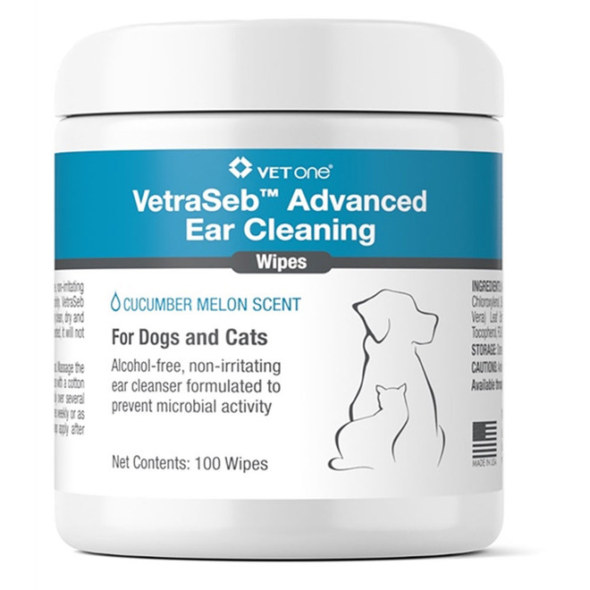 VetraSeb Advanced Ear Cleaning Wipes, 100 Count