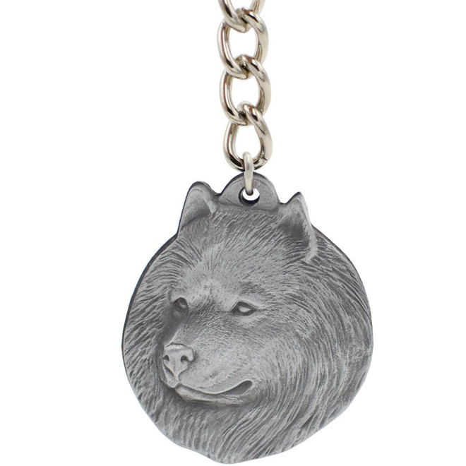 Dog Breed Keychain USA Pewter - Samoyed (2.5)