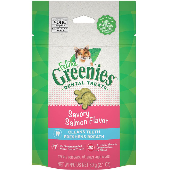 Feline Greenies Dental Cat Treats - Savory Salmon Flavor (2.1 oz)