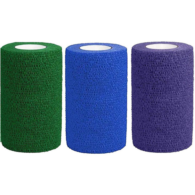 Cohesiant Wrap Bold Color - Assortment (Hunter Green/Purple/Blue) (4x5yd), 12 Rolls Cohesiant Wrap Bold Color - Assortment (Hunter Green/Purple/Blue) (4x5yd), 12 Rolls