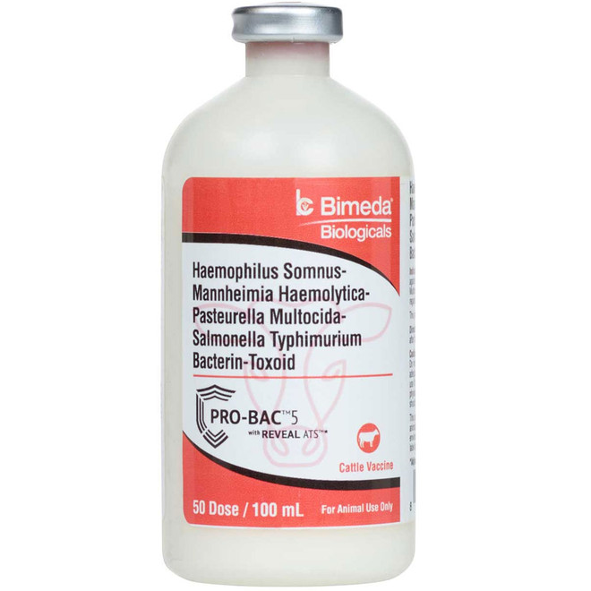Pro-Bac 5 with Reveal ATS Cattle Vaccine, 50 dose, 100-ml