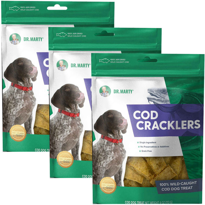 Dr. Marty Cod Cracklers Freeze Dried Dog Treats, 3-PACK, 4-oz