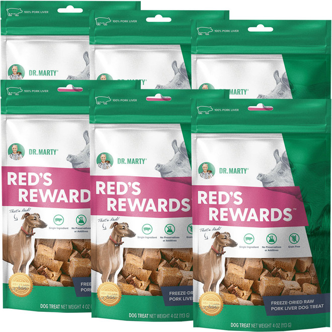 Dr. Marty Reds Rewards Favorite Freeze Dried Pork Liver Dog Treats, 6-PACK, 4-oz