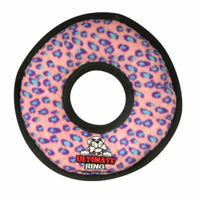 Tuffy's Ultimate Ring Pink Leopard Dog Toy