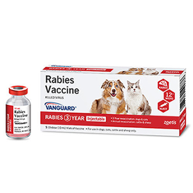 Vanguard Rabies 3 Year Vaccine, Killed Virus, 10-mL (1 vial)