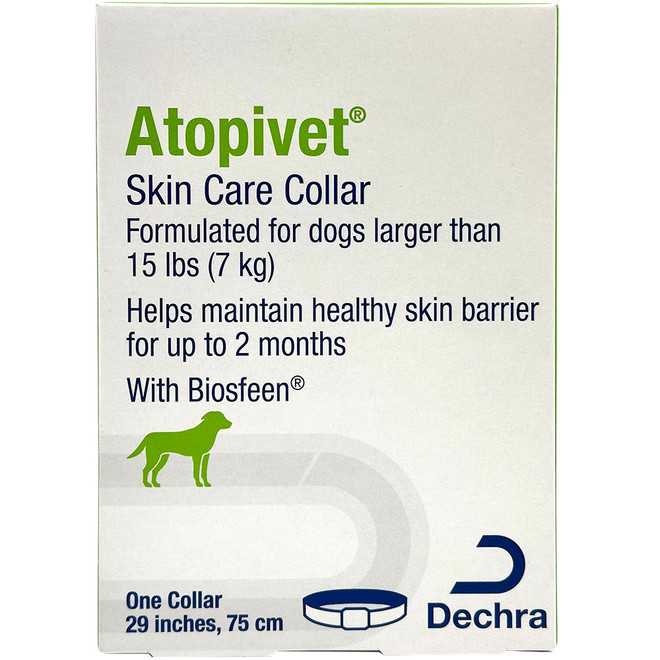 Atopivet Skin Care Collar with Biosfeen for Dogs Larger than 15 lbs (7 kg) - One Collar (29 inches. 75 cm)