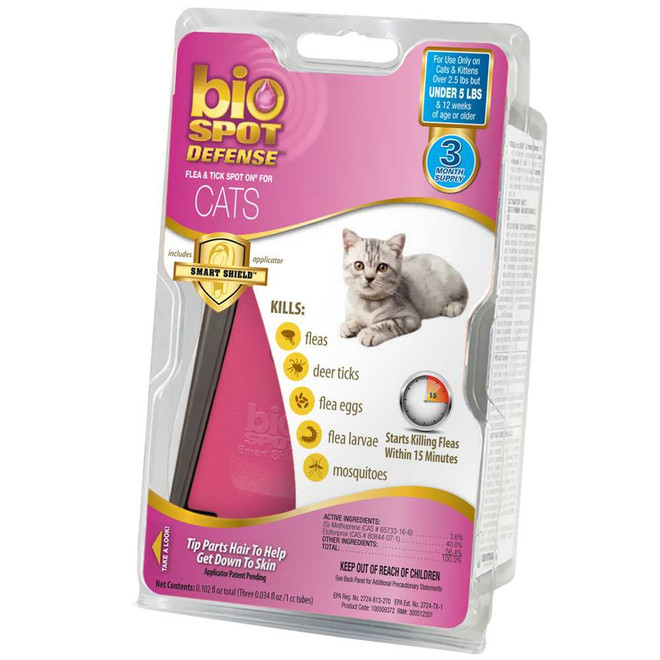 Bio Spot Defense with Smart Shield Applicator (3 month) - Kittens under 5 lbs
