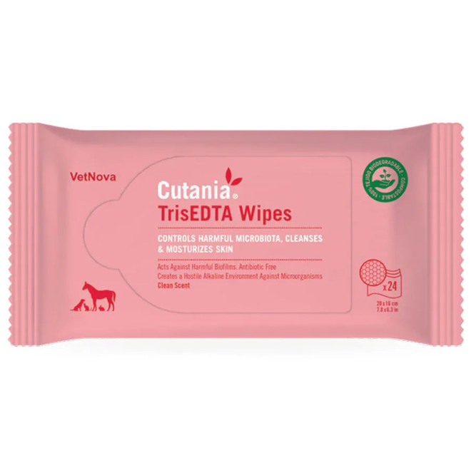 VetNova Cutania TrisEDTA Wipes Large, 24 count
