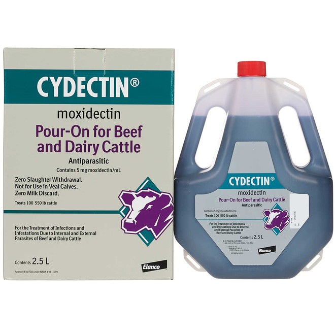 Cydectin (Moxidectin) Pour-On for Beef and Dairy Cattle, 2.5 Liter Cydectin (Moxidectin) Pour-On for Beef and Dairy Cattle, 2.5 Liter
