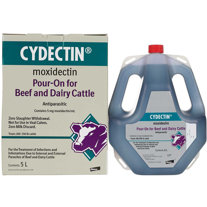 Cydectin (Moxidectin) Pour-On for Beef and Dairy Cattle, 5 Liter Cydectin (Moxidectin) Pour-On for Beef and Dairy Cattle, 5 Liter