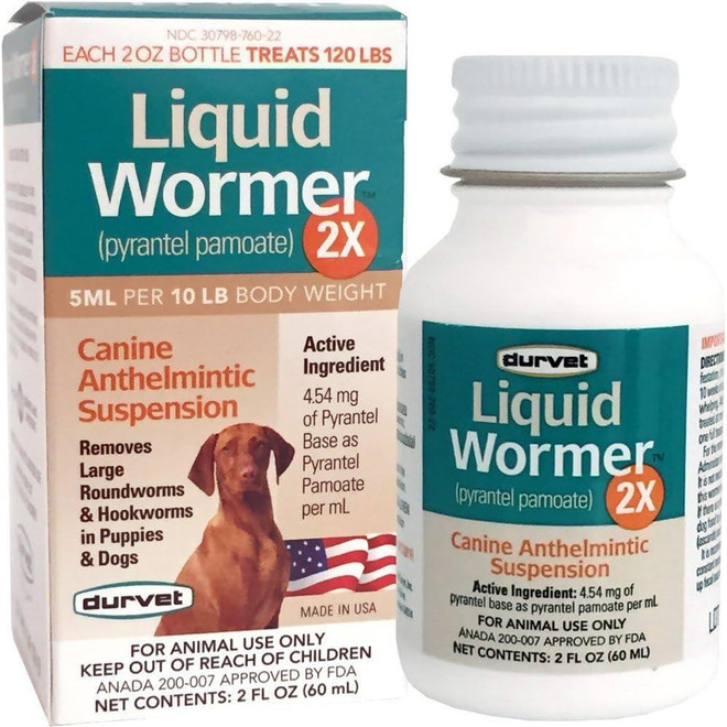 Durvet Liquid Wormer 2X for Dogs (2 oz) - [Anthelmintic Suspension]