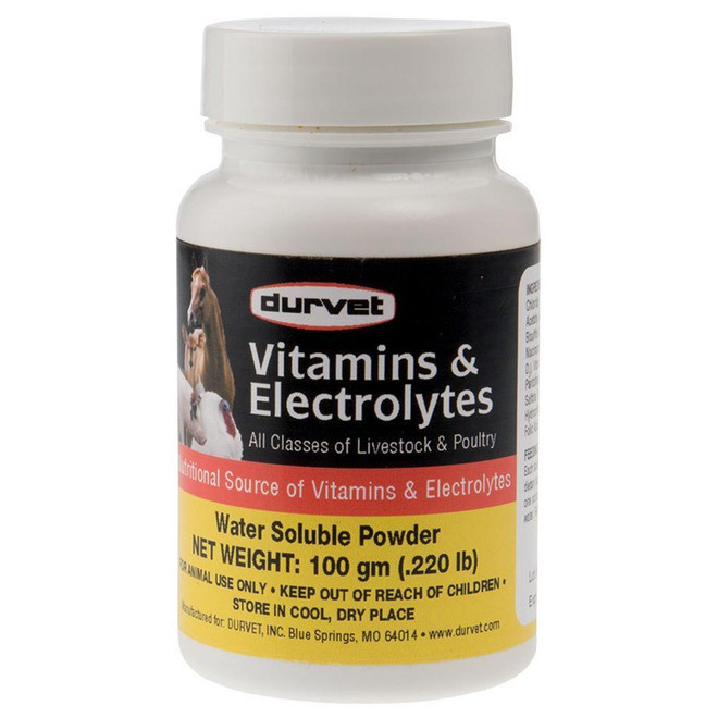 Durvet Vitamins & Electrolytes for Livestock & Poultry (100 gm) - [Supplement]