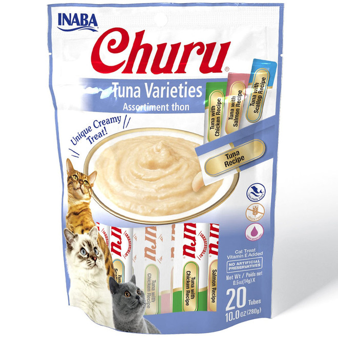 Inaba Churu Cat Treat - Tuna Varieties - 20 Tubes (10 oz)