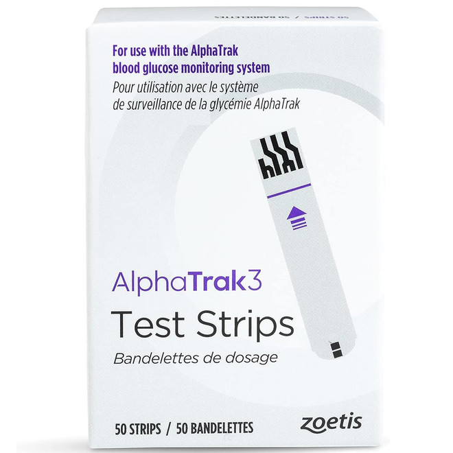 AlphaTRAK 3 Blood Glucose Diabetic Monitoring Test Strips for Cats, Dogs, & Horses (50 count)