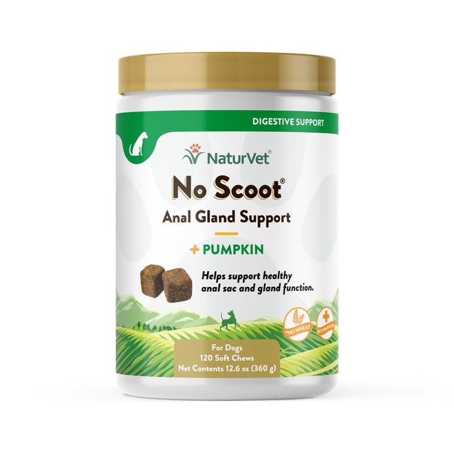 NaturVet No Scoot Anal Gland Support Soft Chew Supplements for Dogs (120 Count)