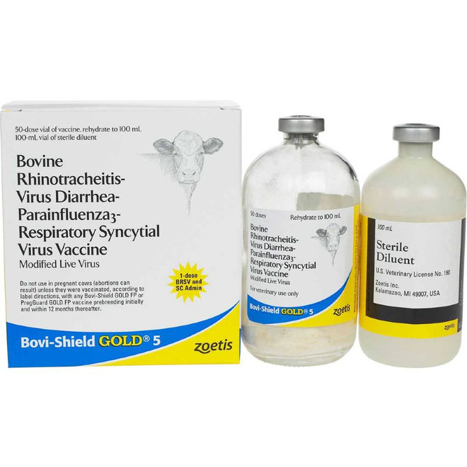 Bovi-Shield Gold 5 Vaccine for Cattle - 50 Doses (100 mL) - [Modified Live Virus]