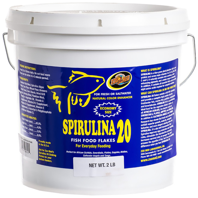 Zoo Med Spirulina 20 Fish Food Flakes & Sinking Sticks