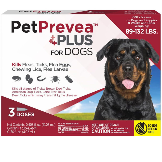 PetPrevea Plus Flea Tick for Dogs - 89-132 lbs, 3 Month Supply