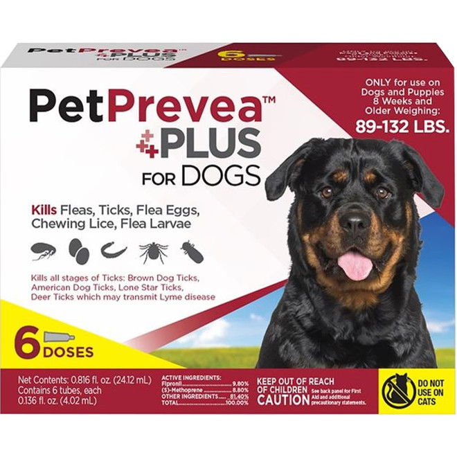 PetPrevea Plus Flea Tick for Dogs - 89-132 lbs, 6 Month Supply