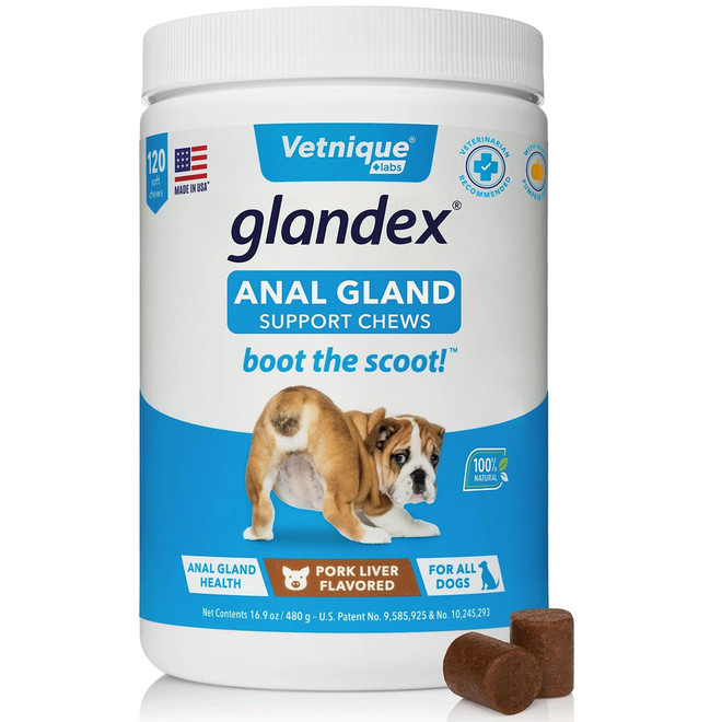 Glandex Anal Gland Support for Dogs, Pork Liver Flavor, 120 Soft Chews