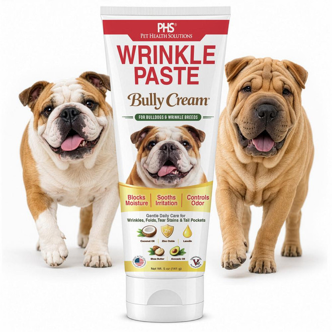 Bully Cream for Dogs (5 oz) - Protects and Cleans Wrinkles, Folds, Tear Stains and Tail Pockets