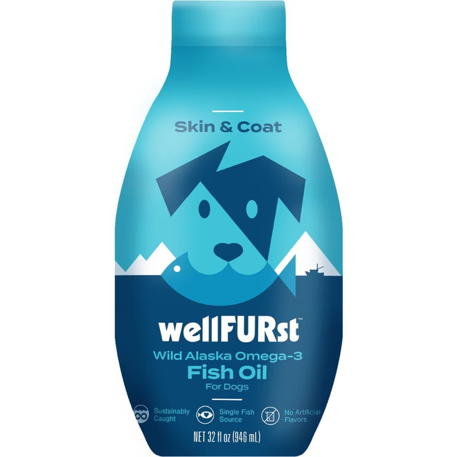WellFURst Wild Alaska Omega-3 Fish Oil Skin & Coat Health Supplement for Dogs, 32-fl oz bottle