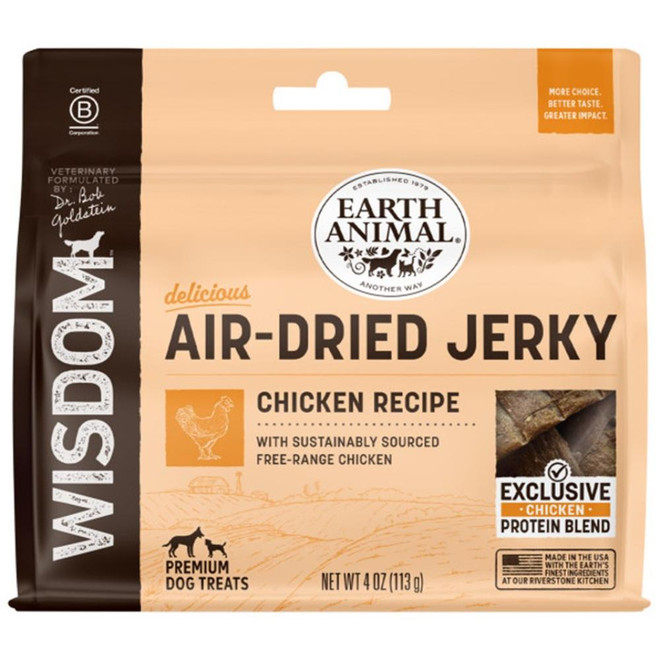 EA DOG WISDOM JERKY CHICKEN AIR DRIED TREAT 4OZ