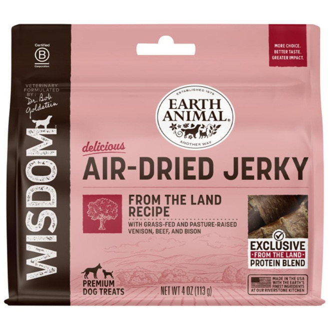 EA DOG WISDOM JERKY LAND AIR DRIED TREAT 4OZ