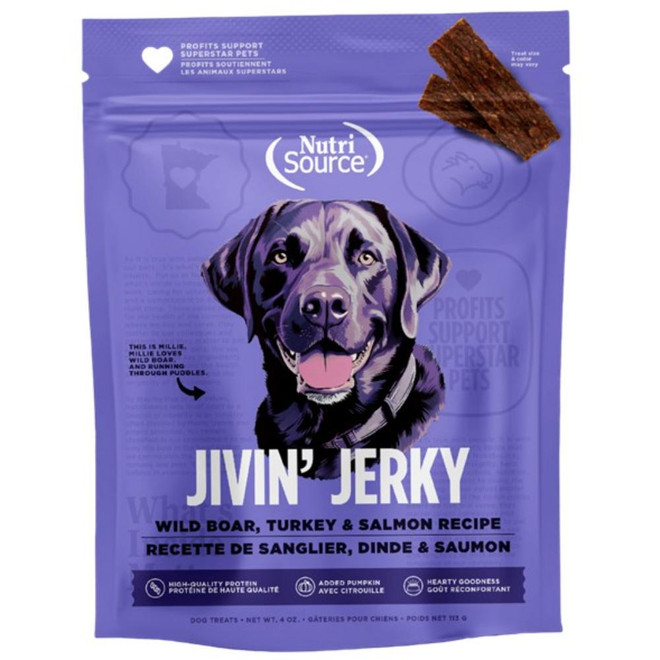 NUTRISOURCE DOG JIVIN JERKY WOODLANDS SELECT TREAT 4OZ