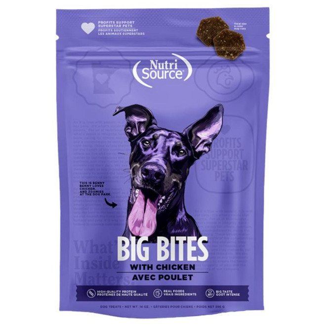 NUTRISOURCE DOG BIG BITE CHICKEN TREAT 14OZ