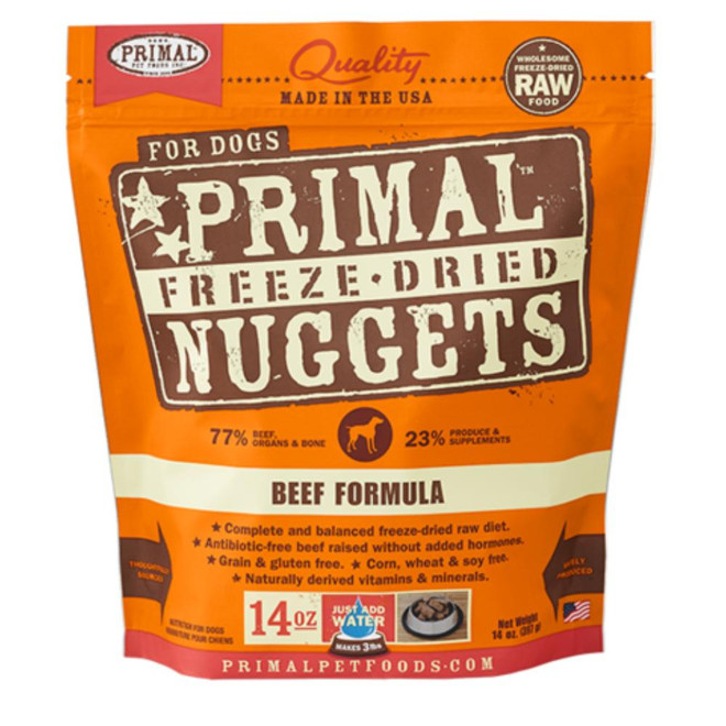 PRIMAL DOG NUGGETS BEEF FD 14OZ